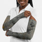 Aten Ancient Egyptian Arm Sleeves with Gray Astronomical Chart, Radiant Sun Disc Emblem, and Ankh - African Pride
