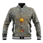 Aten Ancient Egyptian Baseball Jacket with Gray Astronomical Chart, Radiant Sun Disc Emblem, and Ankh - African Pride
