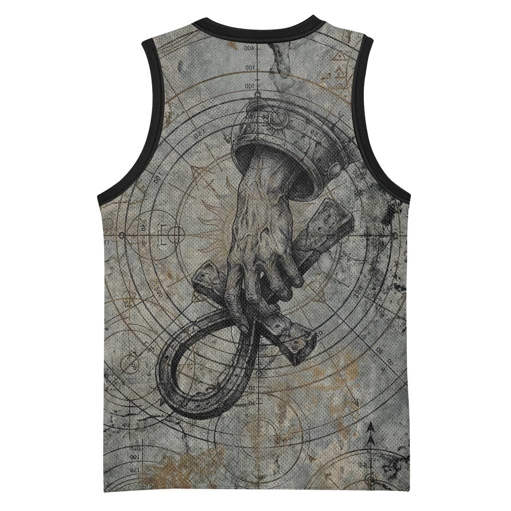 Aten Ancient Egyptian Basketball Jersey with Gray Astronomical Chart, Radiant Sun Disc Emblem, and Ankh - African Pride