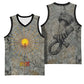 Aten Ancient Egyptian Basketball Jersey with Gray Astronomical Chart, Radiant Sun Disc Emblem, and Ankh - African Pride