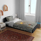 Aten Ancient Egyptian Bedding Set with Gray Astronomical Chart, Radiant Sun Disc Emblem, and Ankh - African Pride