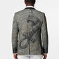 Aten Ancient Egyptian Blazer with Gray Astronomical Chart, Radiant Sun Disc Emblem, and Ankh - African Pride