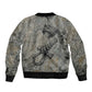 Aten Ancient Egyptian Bomber Jacket with Gray Astronomical Chart, Radiant Sun Disc Emblem, and Ankh - African Pride