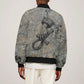 Aten Ancient Egyptian Bomber Jacket with Gray Astronomical Chart, Radiant Sun Disc Emblem, and Ankh - African Pride