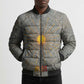Aten Ancient Egyptian Bomber Puffer Jacket with Gray Astronomical Chart, Radiant Sun Disc Emblem, and Ankh - African Pride