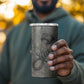 Aten Ancient Egyptian 4 in 1 Can Cooler Tumbler with Gray Astronomical Chart, Radiant Sun Disc Emblem, and Ankh - African Pride