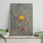 Aten Ancient Egyptian Canvas Wall Art with Gray Astronomical Chart, Radiant Sun Disc Emblem, and Ankh - African Pride