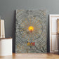 Aten Ancient Egyptian Canvas Wall Art with Gray Astronomical Chart, Radiant Sun Disc Emblem, and Ankh - African Pride