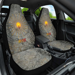 Aten Ancient Egyptian Car Seat Cover with Gray Astronomical Chart, Radiant Sun Disc Emblem, and Ankh - African Pride