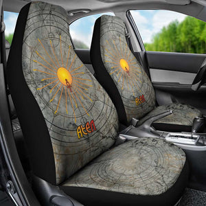 Aten Ancient Egyptian Car Seat Cover with Gray Astronomical Chart, Radiant Sun Disc Emblem, and Ankh - African Pride