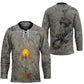 Aten Ancient Egyptian Hockey Jersey with Gray Astronomical Chart, Radiant Sun Disc Emblem, and Ankh - African Pride