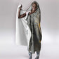 Aten Ancient Egyptian Hooded Blanket with Gray Astronomical Chart, Radiant Sun Disc Emblem, and Ankh - African Pride
