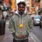 Aten Ancient Egyptian Hoodie with Gray Astronomical Chart, Radiant Sun Disc Emblem, and Ankh - African Pride