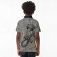 Aten Ancient Egyptian Kid Polo Shirt with Gray Astronomical Chart, Radiant Sun Disc Emblem, and Ankh - African Pride