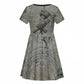 Aten Ancient Egyptian Kid Short Sleeve Dress with Gray Astronomical Chart, Radiant Sun Disc Emblem, and Ankh - African Pride