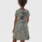 Aten Ancient Egyptian Kid Short Sleeve Dress with Gray Astronomical Chart, Radiant Sun Disc Emblem, and Ankh - African Pride