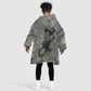 Aten Ancient Egyptian Kid Wearable Blanket Hoodie with Gray Astronomical Chart, Radiant Sun Disc Emblem, and Ankh - African Pride