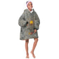Aten Ancient Egyptian Kid Wearable Blanket Hoodie with Gray Astronomical Chart, Radiant Sun Disc Emblem, and Ankh - African Pride
