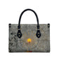 Aten Ancient Egyptian Leather Bag with Gray Astronomical Chart, Radiant Sun Disc Emblem, and Ankh - African Pride