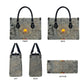 Aten Ancient Egyptian Leather Bag with Gray Astronomical Chart, Radiant Sun Disc Emblem, and Ankh - African Pride