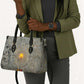 Aten Ancient Egyptian Leather Bag with Gray Astronomical Chart, Radiant Sun Disc Emblem, and Ankh - African Pride