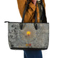 Aten Ancient Egyptian Leather Tote Bag with Gray Astronomical Chart, Radiant Sun Disc Emblem, and Ankh - African Pride