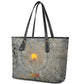 Aten Ancient Egyptian Leather Tote Bag with Gray Astronomical Chart, Radiant Sun Disc Emblem, and Ankh - African Pride
