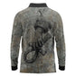 Aten Ancient Egyptian Long Sleeve Polo Shirt with Gray Astronomical Chart, Radiant Sun Disc Emblem, and Ankh - African Pride