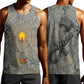 Aten Ancient Egyptian Men Tank Top with Gray Astronomical Chart, Radiant Sun Disc Emblem, and Ankh - African Pride