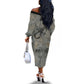 Aten Ancient Egyptian Off The Shoulder Long Sleeve Dress with Gray Astronomical Chart, Radiant Sun Disc Emblem, and Ankh - African Pride