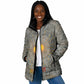 Aten Ancient Egyptian Padded Jacket with Gray Astronomical Chart, Radiant Sun Disc Emblem, and Ankh - African Pride