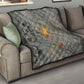 Aten Ancient Egyptian Quilt with Gray Astronomical Chart, Radiant Sun Disc Emblem, and Ankh - African Pride