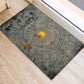 Aten Ancient Egyptian Rubber Doormat with Gray Astronomical Chart, Radiant Sun Disc Emblem, and Ankh - African Pride