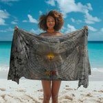 Aten Ancient Egyptian Sarong with Gray Astronomical Chart, Radiant Sun Disc Emblem, and Ankh - African Pride