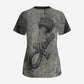Aten Ancient Egyptian Scrub Top with Gray Astronomical Chart, Radiant Sun Disc Emblem, and Ankh - African Pride