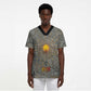 Aten Ancient Egyptian Scrub Top with Gray Astronomical Chart, Radiant Sun Disc Emblem, and Ankh - African Pride