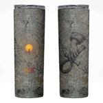 Aten Ancient Egyptian Skinny Tumbler with Gray Astronomical Chart, Radiant Sun Disc Emblem, and Ankh - African Pride