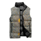 Aten Ancient Egyptian Sleeveless Puffer Jacket with Gray Astronomical Chart, Radiant Sun Disc Emblem, and Ankh - African Pride