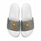 Aten Ancient Egyptian Slide Sandals with Gray Astronomical Chart, Radiant Sun Disc Emblem, and Ankh - African Pride