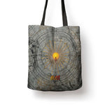 Aten Ancient Egyptian Tote Bag with Gray Astronomical Chart, Radiant Sun Disc Emblem, and Ankh - African Pride