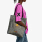 Aten Ancient Egyptian Tote Bag with Gray Astronomical Chart, Radiant Sun Disc Emblem, and Ankh - African Pride