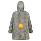 Aten Ancient Egyptian Wearable Blanket Hoodie with Gray Astronomical Chart, Radiant Sun Disc Emblem, and Ankh - African Pride