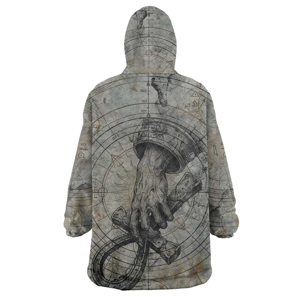 Aten Ancient Egyptian Wearable Blanket Hoodie with Gray Astronomical Chart, Radiant Sun Disc Emblem, and Ankh - African Pride