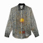 Aten Ancient Egyptian Women Casual Shirt with Gray Astronomical Chart, Radiant Sun Disc Emblem, and Ankh - African Pride