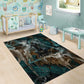 Atum Area Rug Ancient Egyptian Teal Marble Smoke, Solar Barque Crown, Creator Deity Statue - African Pride