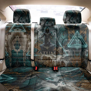 Atum Back Car Seat Cover Ancient Egyptian Teal Marble Smoke, Solar Barque Crown, Creator Deity Statue - African Pride