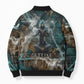 Atum Bomber Puffer Jacket Ancient Egyptian Teal Marble Smoke, Solar Barque Crown, Creator Deity Statue - African Pride