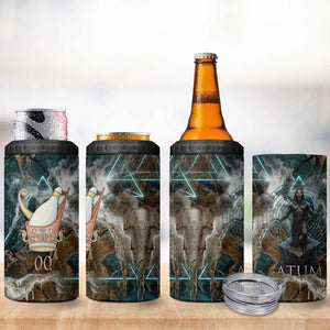 Atum 4 in 1 Can Cooler Tumbler Ancient Egyptian Teal Marble Smoke, Solar Barque Crown, Creator Deity Statue - African Pride