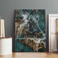 Atum Canvas Wall Art Ancient Egyptian Teal Marble Smoke, Solar Barque Crown, Creator Deity Statue - African Pride