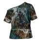 Atum Cross Shoulder Shirt Ancient Egyptian Teal Marble Smoke, Solar Barque Crown, Creator Deity Statue - African Pride